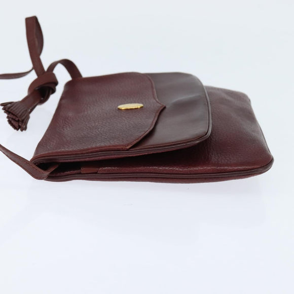 CARTIER Must Line Shoulder Bag Leather Bordeaux Gold Auth ki6147