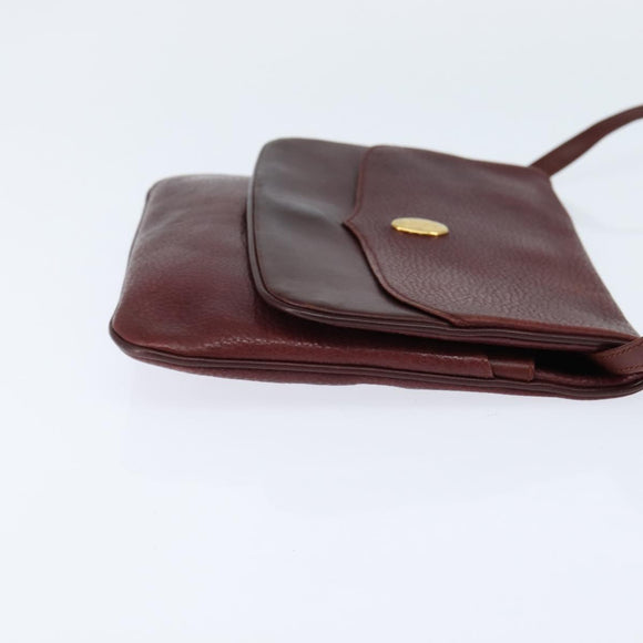 CARTIER Must Line Shoulder Bag Leather Bordeaux Gold Auth ki6147