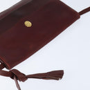 CARTIER Must Line Shoulder Bag Leather Bordeaux Gold Auth ki6147-6