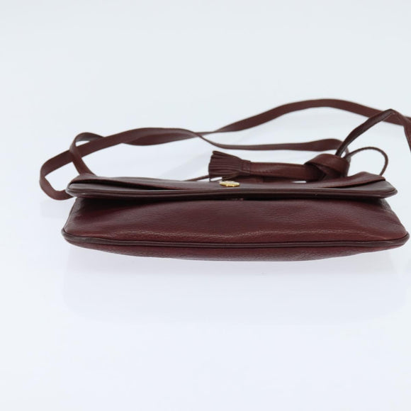 CARTIER Must Line Shoulder Bag Leather Bordeaux Gold Auth ki6147