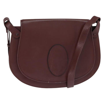 CARTIER Must Line Shoulder Bag Leather Bordeaux Gold Auth ki6148