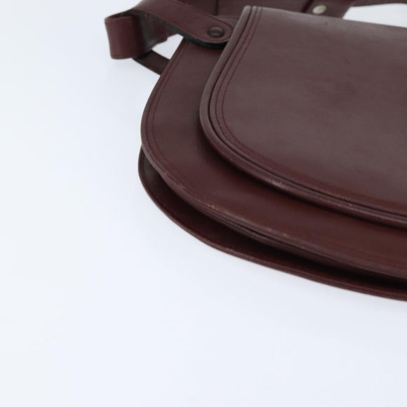 CARTIER Must Line Shoulder Bag Leather Bordeaux Gold Auth ki6148