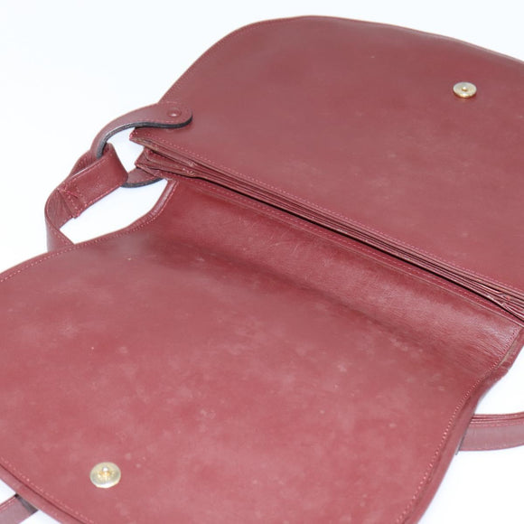 CARTIER Must Line Shoulder Bag Leather Bordeaux Gold Auth ki6148