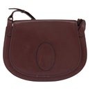 CARTIER Must Line Shoulder Bag Leather Bordeaux Gold Auth ki6148-2