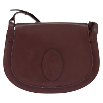 CARTIER Must Line Shoulder Bag Leather Bordeaux Gold Auth ki6148 - 0