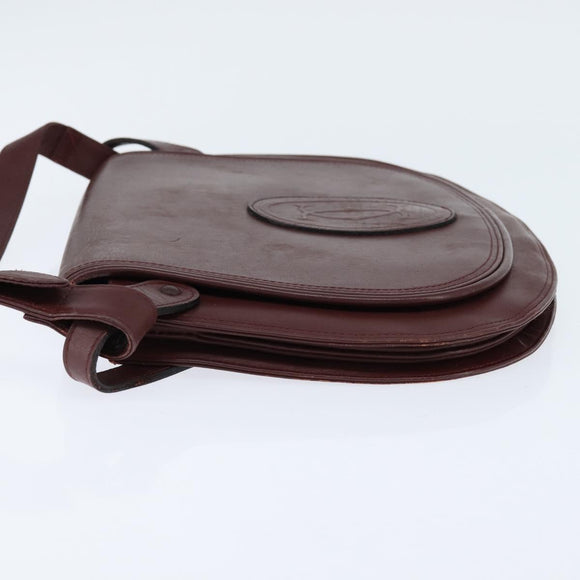 CARTIER Must Line Shoulder Bag Leather Bordeaux Gold Auth ki6148