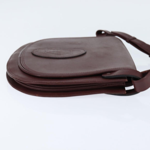 CARTIER Must Line Shoulder Bag Leather Bordeaux Gold Auth ki6148