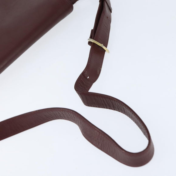 CARTIER Must Line Shoulder Bag Leather Bordeaux Gold Auth ki6148