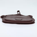 CARTIER Must Line Shoulder Bag Leather Bordeaux Gold Auth ki6148-9