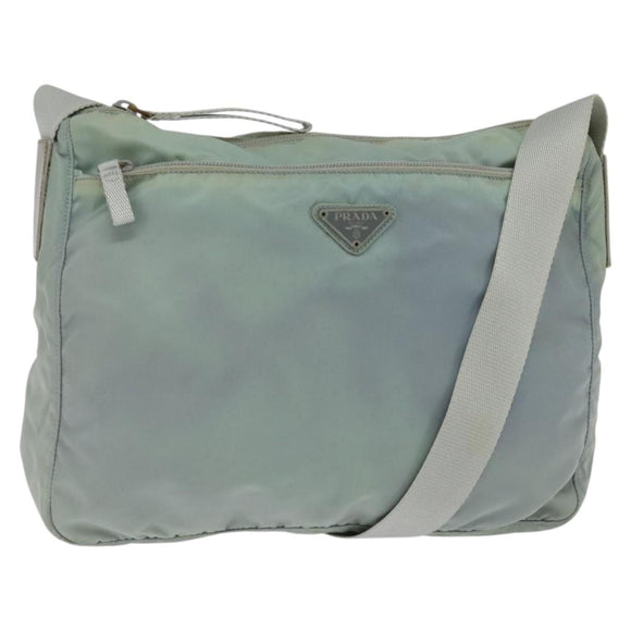 PRADA Shoulder Bag Nylon Light Blue Silver Auth ki6149
