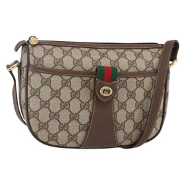 GUCCI GG Supreme Web Sherry Line Bag PVC Beige Gold 89 02 032 Auth ki6150