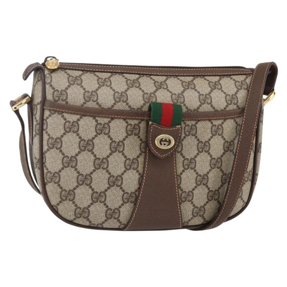 GUCCI GG Supreme Web Sherry Line Bag PVC Beige Gold 89 02 032 Auth ki6150