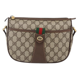 GUCCI GG Supreme Web Sherry Line Bag PVC Beige Gold 89 02 032 Auth ki6150 - 0