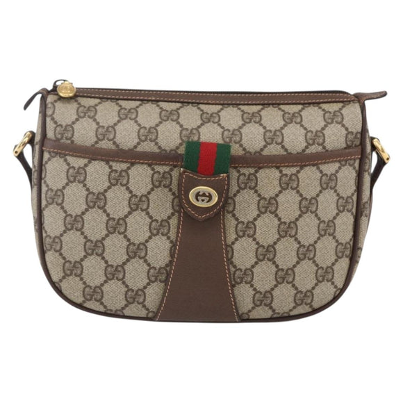 GUCCI GG Supreme Web Sherry Line Bag PVC Beige Gold 89 02 032 Auth ki6150