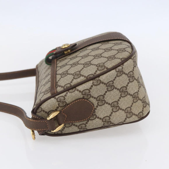 GUCCI GG Supreme Web Sherry Line Bag PVC Beige Gold 89 02 032 Auth ki6150