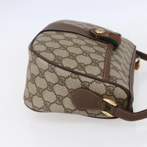 GUCCI GG Supreme Web Sherry Line Bag PVC Beige Gold 89 02 032 Auth ki6150