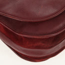 CARTIER Must Line Shoulder Bag Leather Bordeaux Gold Auth ki6152-13