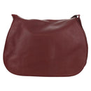CARTIER Must Line Shoulder Bag Leather Bordeaux Gold Auth ki6152-2
