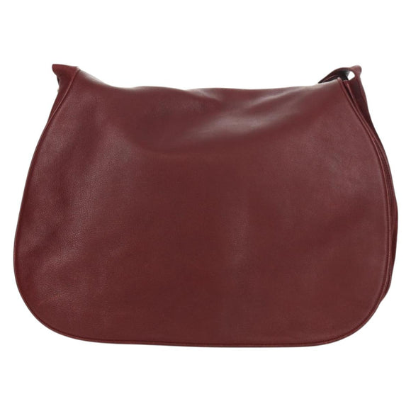 CARTIER Must Line Shoulder Bag Leather Bordeaux Gold Auth ki6152