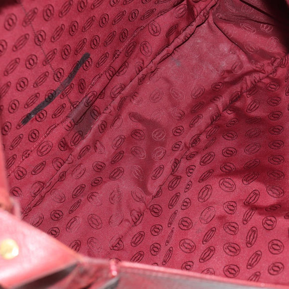 CARTIER Must Line Shoulder Bag Leather Bordeaux Gold Auth ki6152