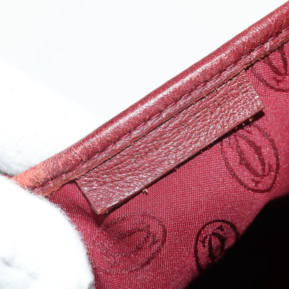 CARTIER Must Line Shoulder Bag Leather Bordeaux Gold Auth ki6152