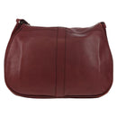 CARTIER Must Line Shoulder Bag Leather Bordeaux Gold Auth ki6152-3