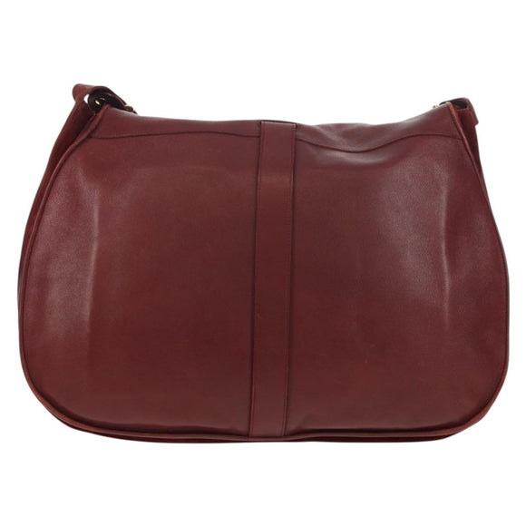CARTIER Must Line Shoulder Bag Leather Bordeaux Gold Auth ki6152