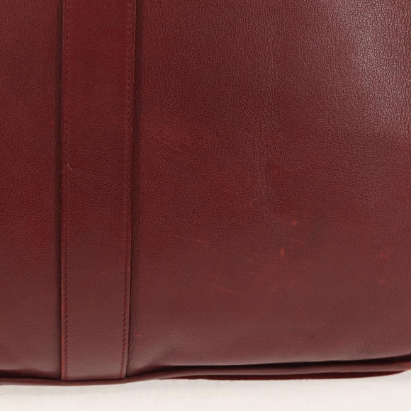 CARTIER Must Line Shoulder Bag Leather Bordeaux Gold Auth ki6152