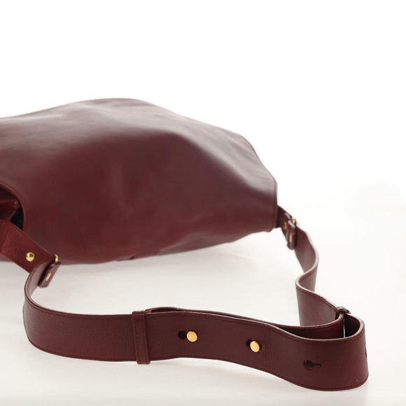 CARTIER Must Line Shoulder Bag Leather Bordeaux Gold Auth ki6152