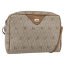 Christian Dior Honeycomb Canvas Shoulder Bag PVC Beige Gold Auth ki6153-1