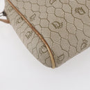 Christian Dior Honeycomb Canvas Shoulder Bag PVC Beige Gold Auth ki6153-14