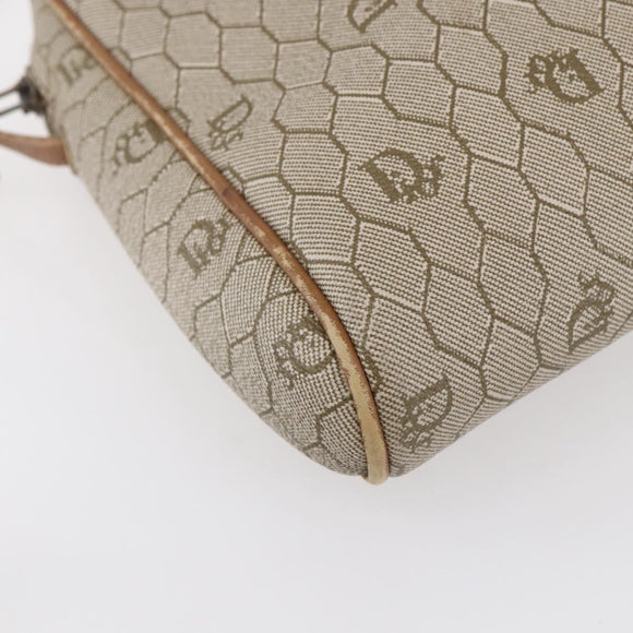 Christian Dior Honeycomb Canvas Shoulder Bag PVC Beige Gold Auth ki6153