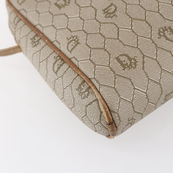 Christian Dior Honeycomb Canvas Shoulder Bag PVC Beige Gold Auth ki6153
