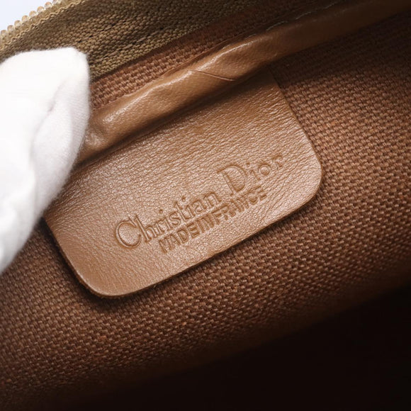 Christian Dior Honeycomb Canvas Shoulder Bag PVC Beige Gold Auth ki6153