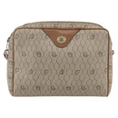 Christian Dior Honeycomb Canvas Shoulder Bag PVC Beige Gold Auth ki6153-13