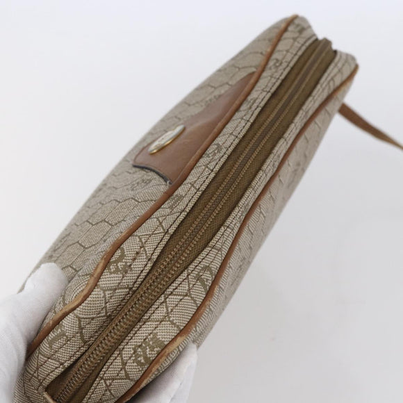 Christian Dior Honeycomb Canvas Shoulder Bag PVC Beige Gold Auth ki6153