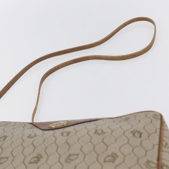 Christian Dior Honeycomb Canvas Shoulder Bag PVC Beige Gold Auth ki6153