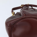 CARTIER Must Line Shoulder Bag Leather Bordeaux Gold Auth ki6154-10