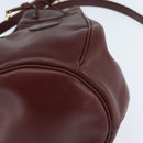 CARTIER Must Line Shoulder Bag Leather Bordeaux Gold Auth ki6154-11