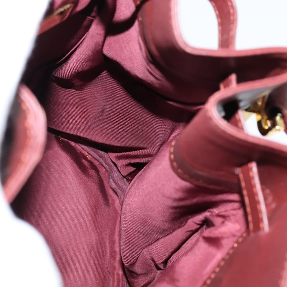 CARTIER Must Line Shoulder Bag Leather Bordeaux Gold Auth ki6154