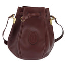 CARTIER Must Line Shoulder Bag Leather Bordeaux Gold Auth ki6154-2