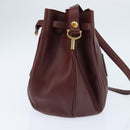 CARTIER Must Line Shoulder Bag Leather Bordeaux Gold Auth ki6154-5