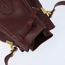 CARTIER Must Line Shoulder Bag Leather Bordeaux Gold Auth ki6154-6