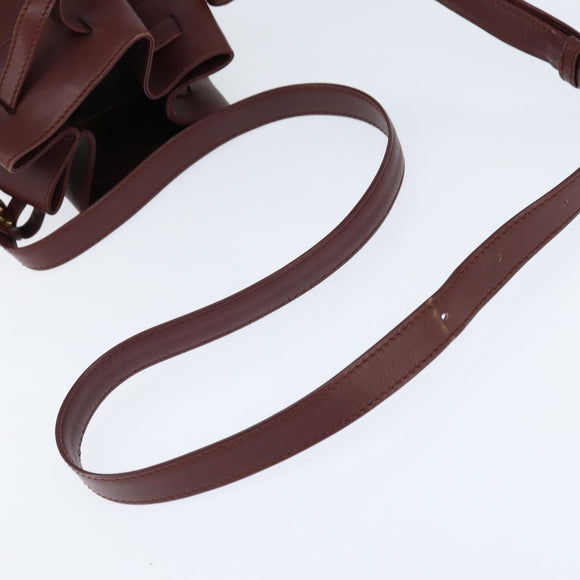 CARTIER Must Line Shoulder Bag Leather Bordeaux Gold Auth ki6154