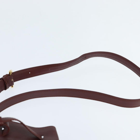 CARTIER Must Line Shoulder Bag Leather Bordeaux Gold Auth ki6154