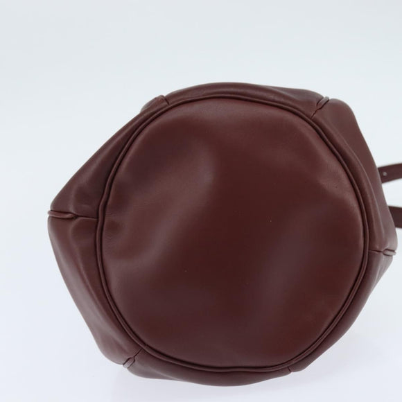 CARTIER Must Line Shoulder Bag Leather Bordeaux Gold Auth ki6154