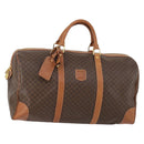 CELINE Macadam Canvas Boston Bag PVC Brown Gold Auth ki6155-1