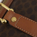 CELINE Macadam Canvas Boston Bag PVC Brown Gold Auth ki6155-14