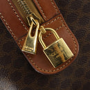 CELINE Macadam Canvas Boston Bag PVC Brown Gold Auth ki6155-17