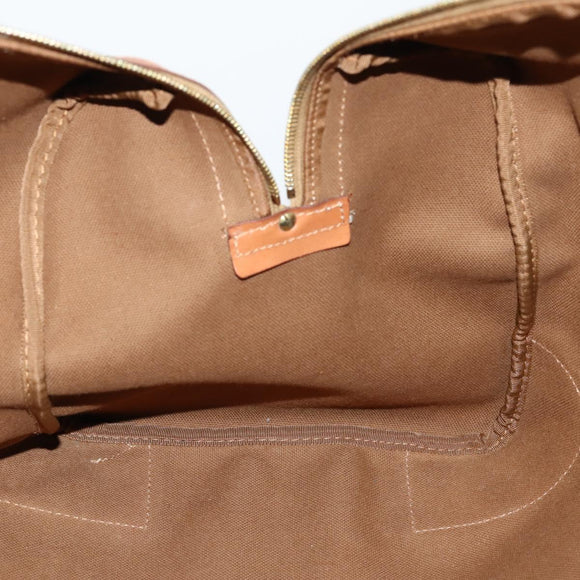 CELINE Macadam Canvas Boston Bag PVC Brown Gold Auth ki6155